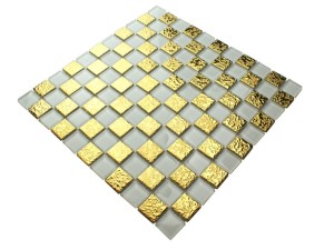 MOZAIKA SZKLANA ZŁOTA, BIAŁA MIX 102 GOLD
