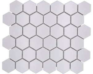MOZAIKA CERAMICZNA BIAŁA HEXAGON , płytka hexagon satyna 