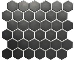 MOZAIKA CERAMICZNA CZARNA HEXAGON 