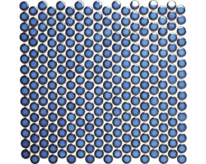 Płytka ceramiczna niebieska, mozaika ceramiczna niebieska okrągła z połyskiem 