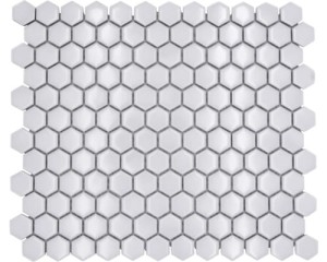 MOZAIKA CERAMICZNA BIAŁA HEXAGON mini , płytka hexagon połysk