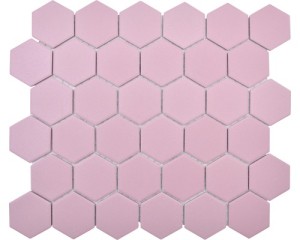 MOZAIKA CERAMICZNA RÓŻOWA HEXAGON , płytka hexagon z satynowym wykończeniem 