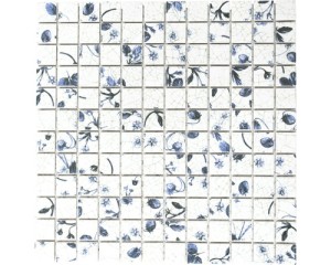 mozaika ceramiczna biało niebieska ze wzorem 