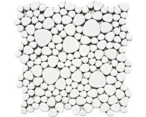 MOZAIKA CERAMICZNA BIAŁA, ŚWIECĄCA KAMIEŃ-ŻWIR