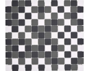 MOZAIKA CERAMICZNA, MIX BIAŁY SZARY CZARNY