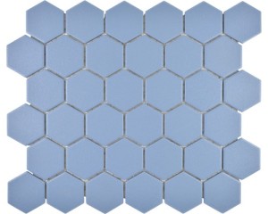 mozaika ceramiczna hexagon, niebieski heksagon matowy