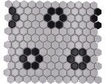 MOZAIKA CERAMICZNA HEXAGON, BIAŁO-CZARNY HEKSAGON