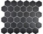 MOZAIKA CERAMICZNA, DUŻY HEXAGON, HEKSAGON CZARNY matowy