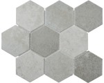 MOZAIKA CERAMICZNA, DUŻY HEXAGON, HEKSAGON SZARY