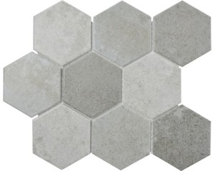 MOZAIKA CERAMICZNA, DUŻY HEXAGON, HEKSAGON SZARY