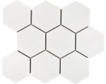 MOZAIKA CERAMICZNA, DUŻY HEXAGON, HEKSAGON BIAŁY