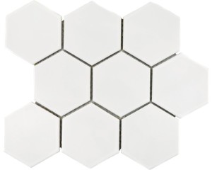 MOZAIKA CERAMICZNA, DUŻY HEXAGON, HEKSAGON BIAŁY