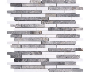mozaika ceramiczna, płytka ceramicczna cegła biało-szara