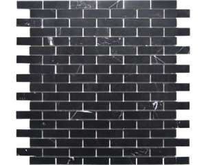 mozaika samoprzylepna ceramiczna, płytka ceramiczna cegła czarna z połyskiem