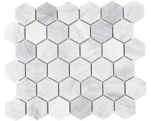 mozaika ceramiczna hexagon, płytka heksagon szary