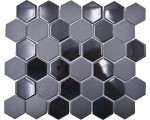 mozaika ceramiczna hexagon, płytka mix heksagon czarny mattowy 