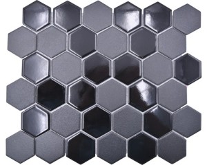 mozaika ceramiczna hexagon, płytka mix heksagon czarny mattowy 
