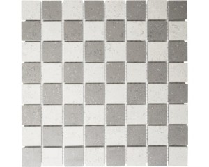 mozaika ceramiczna, płytka biało-szara ceramiczna 48x48 