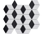 Mozaika ceramiczna, romby biało-czarne
