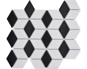 Mozaika ceramiczna, romby biało-czarne