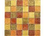 mozaika szklana, płytka szklana mix pomarańcz 48x48