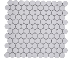 mozaika ceramiczna, płytka ceramiczne kółka białe mattowe 