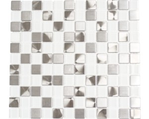 MOZAIKA ALUMINIOWA, PŁYTKA BIAŁO-SREBRNA 4MM