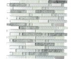 Mozaika szklana, płytka szklana cegła mix silver