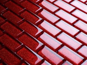 MOZAIKA SZKLANA CEGŁA CZERWONY BROKAT